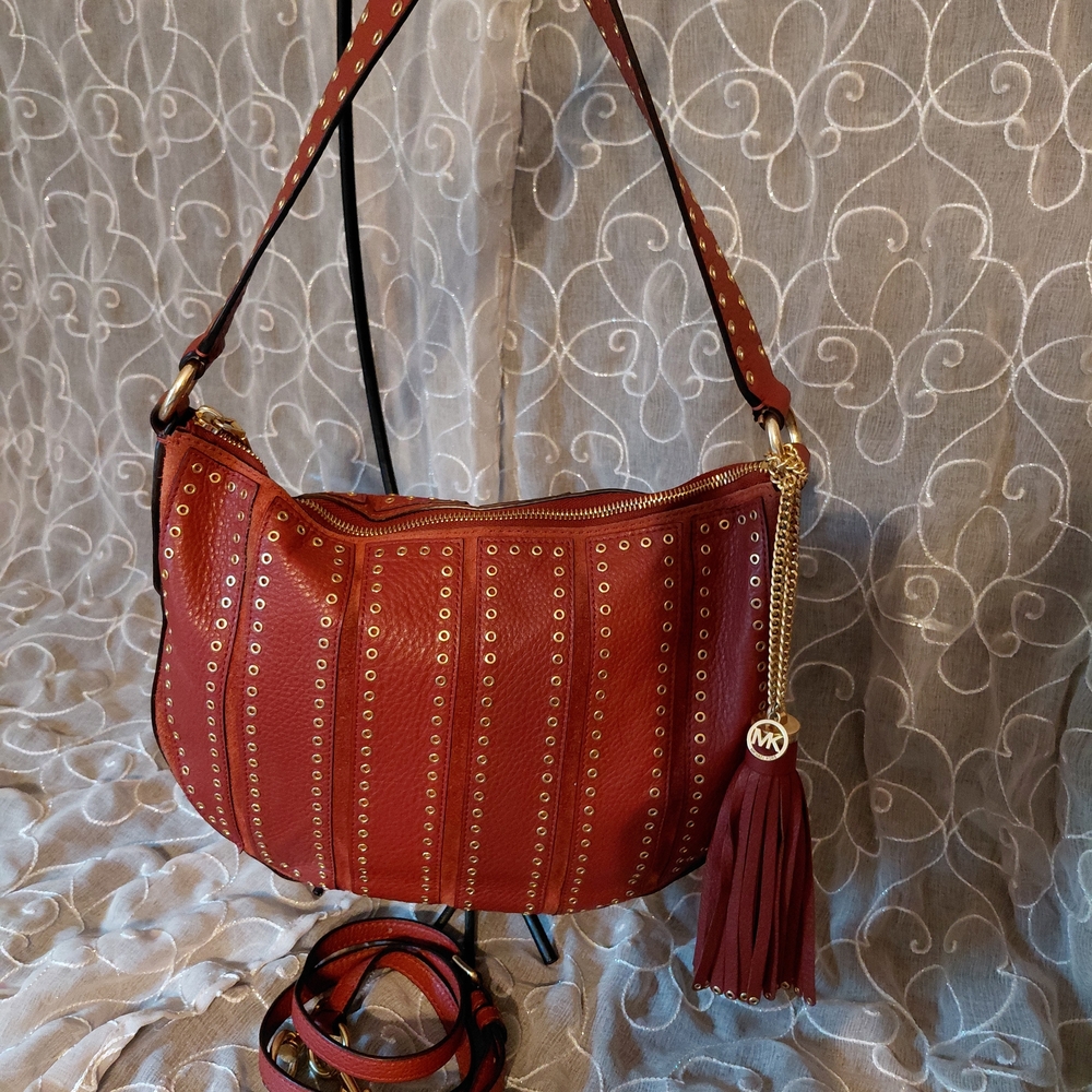 Michael Kors Red Crossbody Bag with Gold Accents